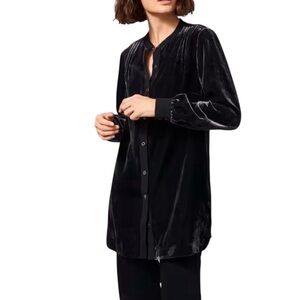 White Stuff Dakota velvet button down long sleeve tunic top excellent condition
